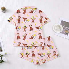 Zyrall Printed collared short-sleeved shorts women's pajamas