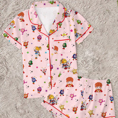 Zyrall Pink Little Girl Short-Sleeved Shorts Women's Pajamas