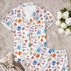 Zyrall Milk Silk Printed Short-Sleeved Shorts Women's Pajamas