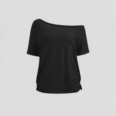 Zyrall New Women's Loose-Fit Off-Shoulder/One-Shoulder T-Shirt