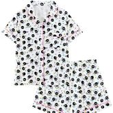 Zyrall Cartoon Coal Balls with Milk Silk Print Women's Pajama Set