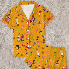 Zyrall Cute hamburger collar short-sleeved pajama set