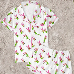 Zyrall Printed Milk Silk Collar Short-Sleeve Women's Pajamas