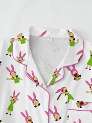 Zyrall Printed Milk Silk Collar Short-Sleeve Women's Pajamas