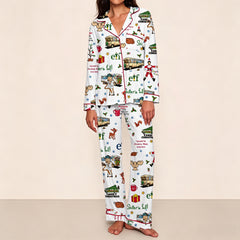 Zyrall Christmas Holiday Printed Long-Sleeved Pants Women's Pajamas