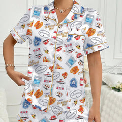 Zyrall Milk Silk Printed Short-Sleeved Shorts Women's Pajamas