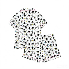 Zyrall  Cartoon Coal Balls with Milk Silk Print Women's Pajama Set