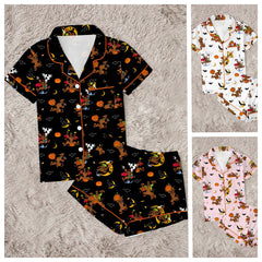 Zyrall Halloween Cartoon Milk Silk Print Women's Pajamas