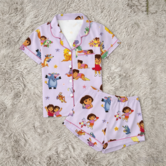 Zyrall Dora Milk Silk Print Short-Sleeved Shorts Women's Pajamas