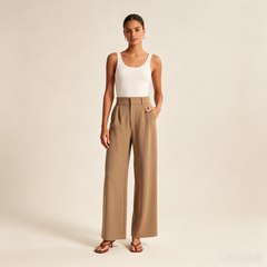 Zyrall Women's High-Waisted Wide-Leg Casual Trousers