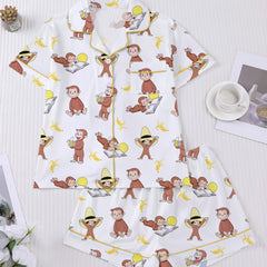 Zyrall Printed collared short-sleeved shorts women's pajamas