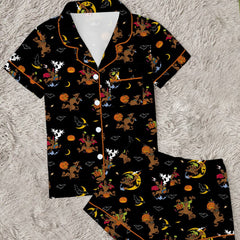 Zyrall Halloween Cartoon Milk Silk Print Women's Pajamas