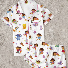Zyrall Dora Milk Silk Print Short-Sleeved Shorts Women's Pajamas