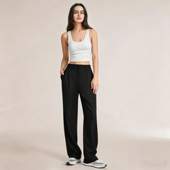 Zyrall Women's High-Waisted Wide-Leg Casual Trousers