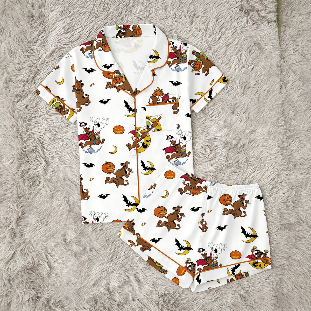 Zyrall Halloween Cartoon Milk Silk Print Women's Pajamas