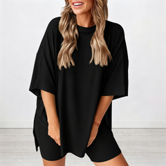 Zyrall Stylish and Casual Solid-Color Loose-Fit Women's Set