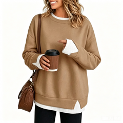 Zyrall Women's Loose-Fit "Faux-Layered" Casual Sweatshirt