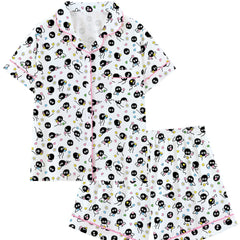 Zyrall  Cartoon Coal Balls with Milk Silk Print Women's Pajama Set