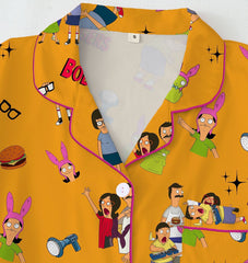Zyrall Cute hamburger collar short-sleeved pajama set