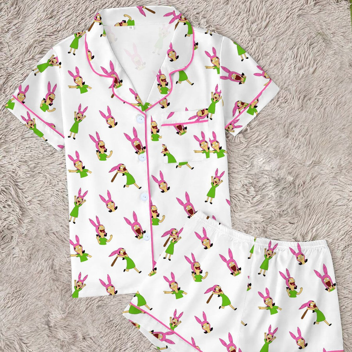 Zyrall Printed Milk Silk Collar Short-Sleeve Women's Pajamas