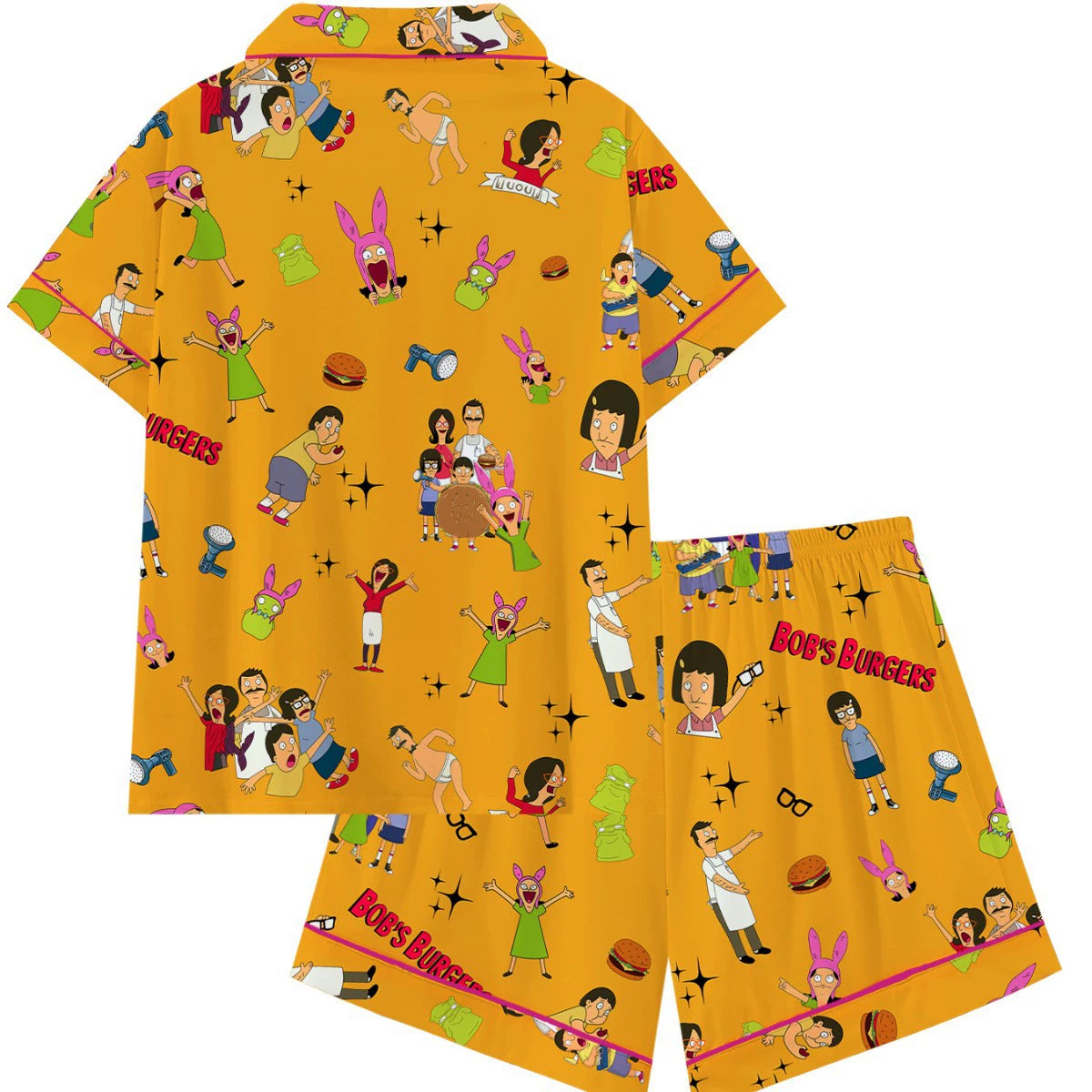 Zyrall Cute hamburger collar short-sleeved pajama set